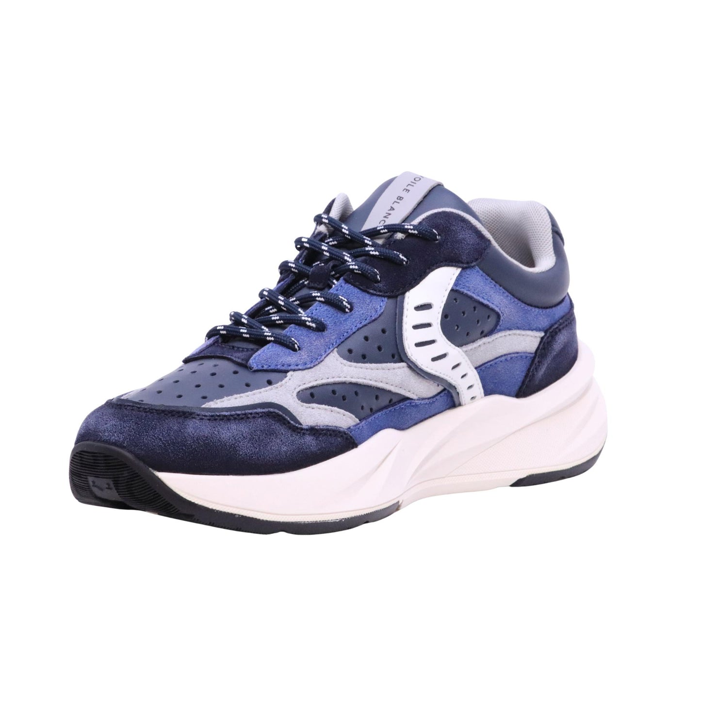Voile Blanche Club22 Perfy Washed Blu Silky Grey sneaker uomo in pelle forata e camoscio 