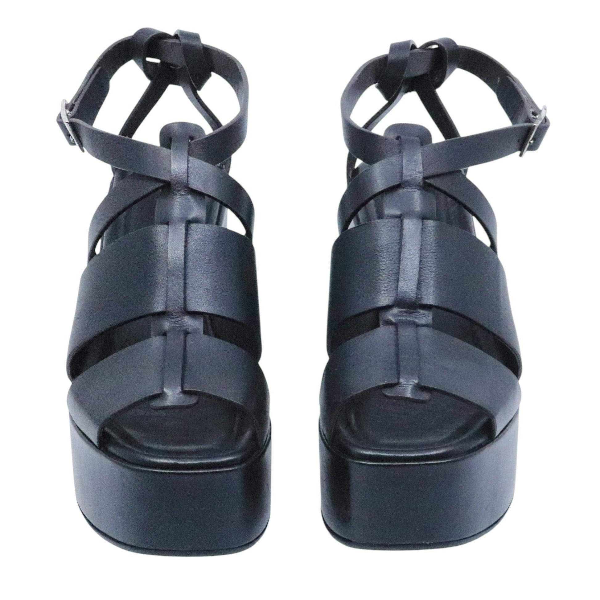 Sandalo zeppa Curiositè 2746 in pelle nera 