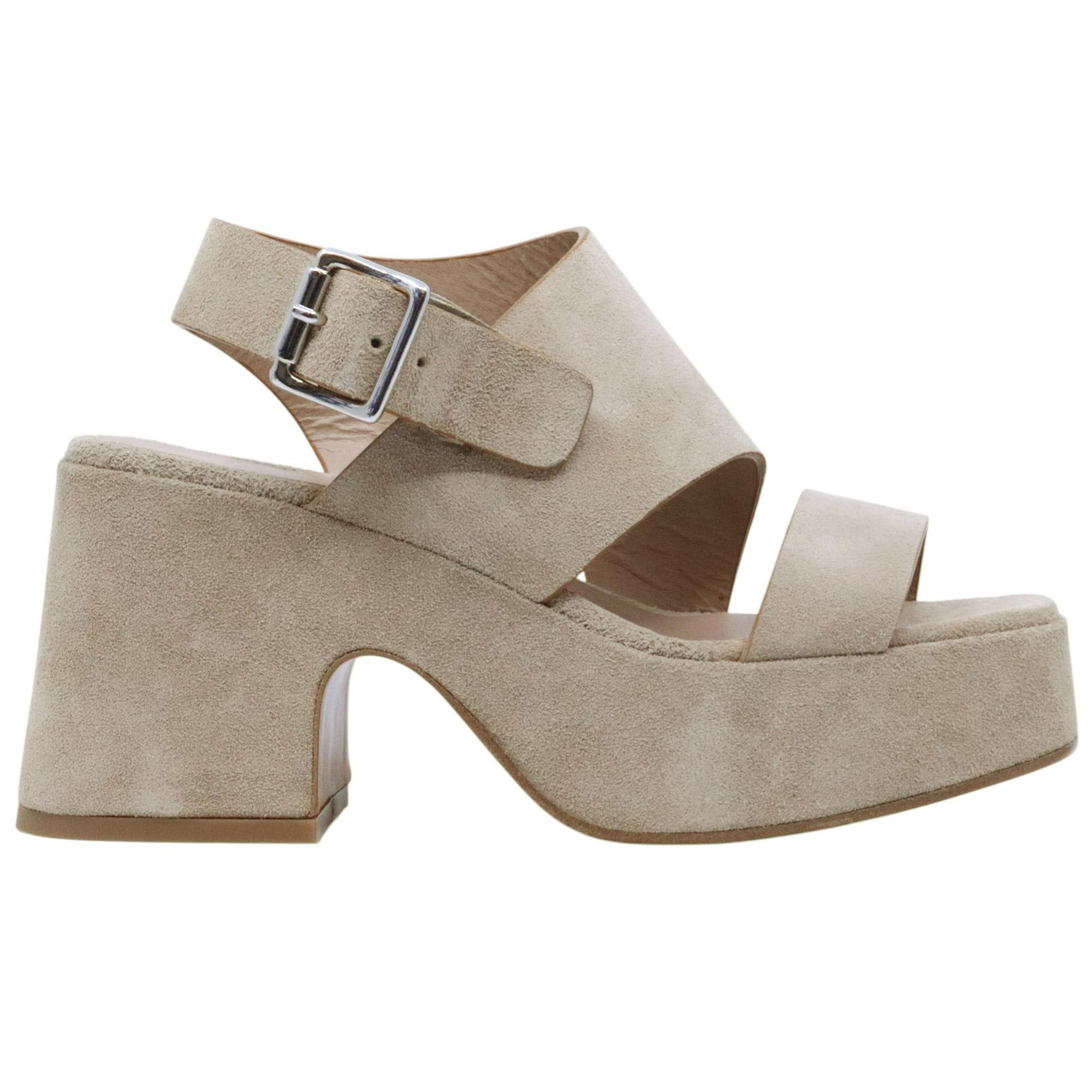 Sandalo con tacco Curiositè 2747 in camoscio taupe 