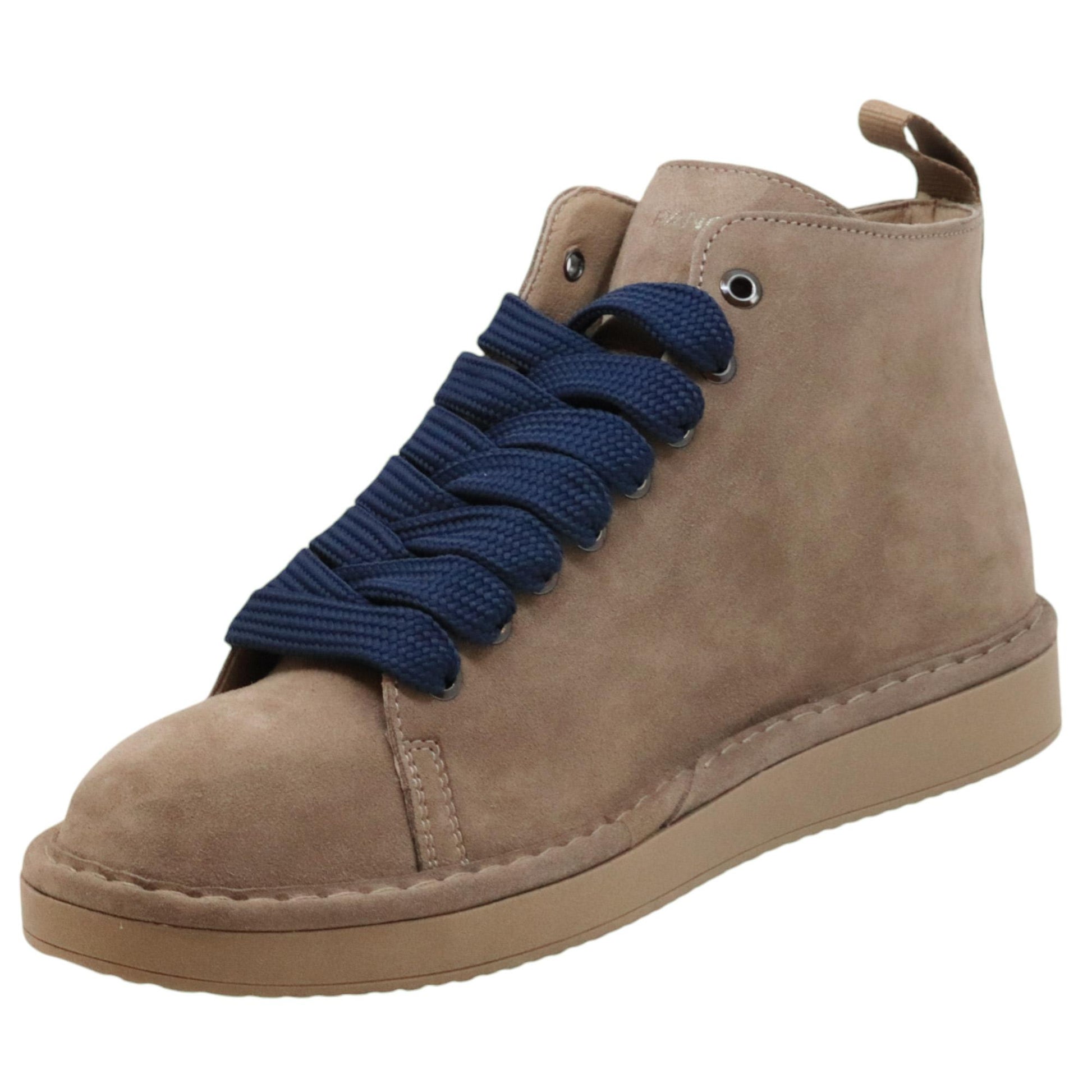 Polacchino uomo Panchic P01 in camoscio noce con lacci blu 