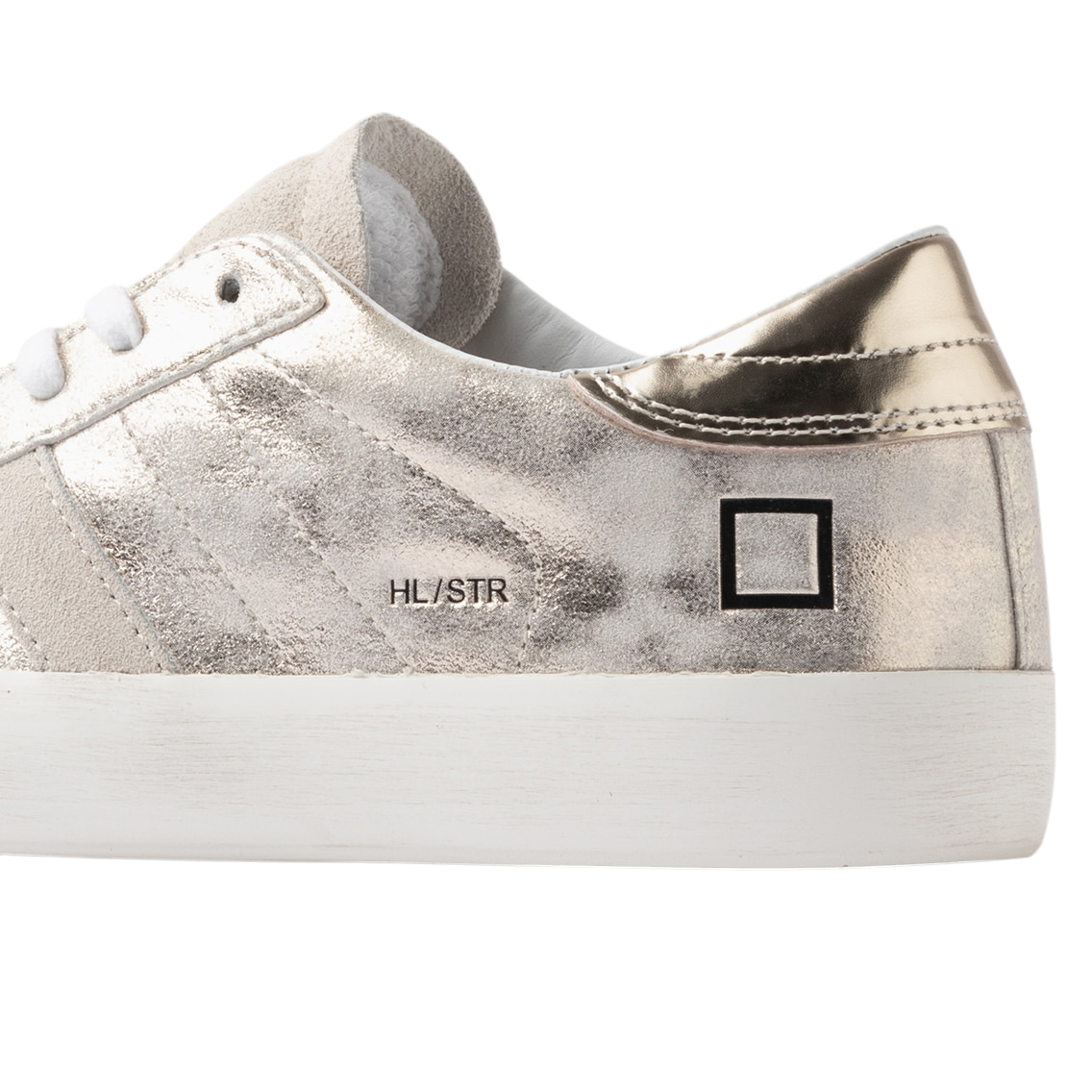 D.A.T.E. Hill Low Stardust Platinum HL-ST-PL sneaker donna in morbida pelle platino 