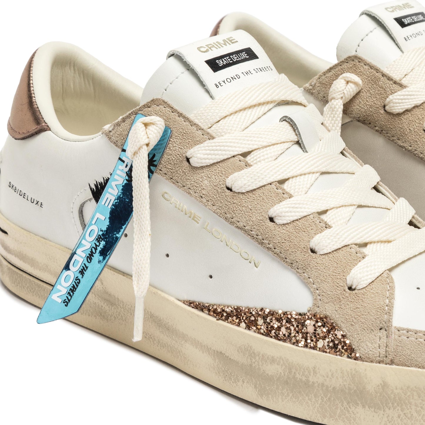 Crime London 25100 SK8 Deluxe sneaker donna in pelle bianca 