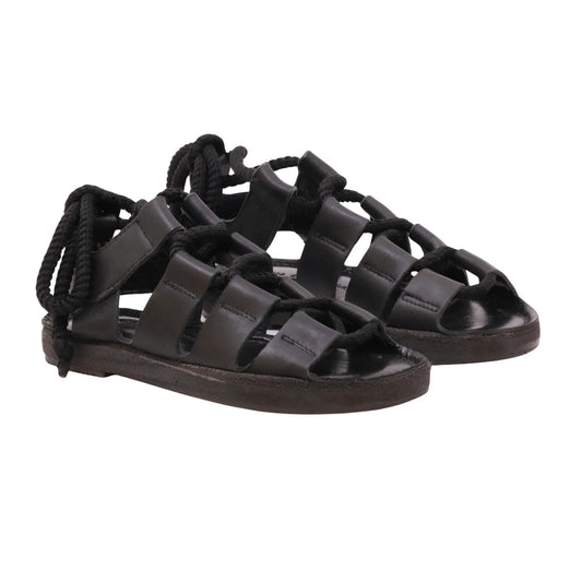 Duca D'Ascalona 106 sandalo donna in pelle nera stile schiava con suola in gomma 