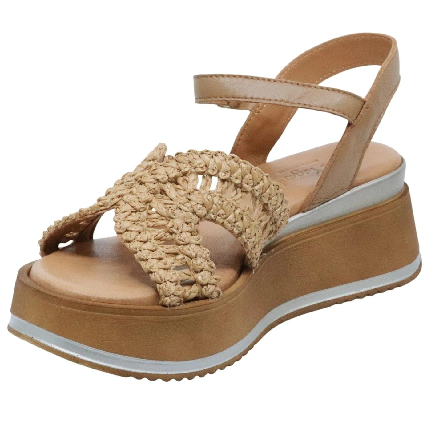 Sandalo con zeppa Mine Vaganti 3912 in pelle marrone 