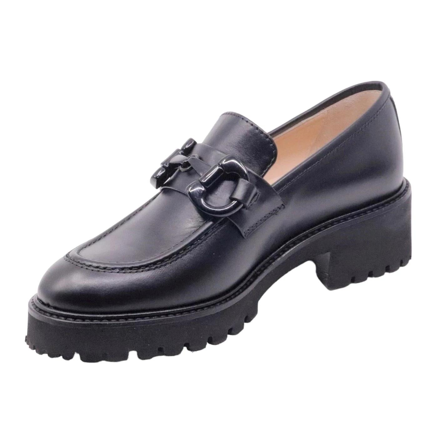 Le Briella Z800 mocassino donna in pelle nera con morsetto 