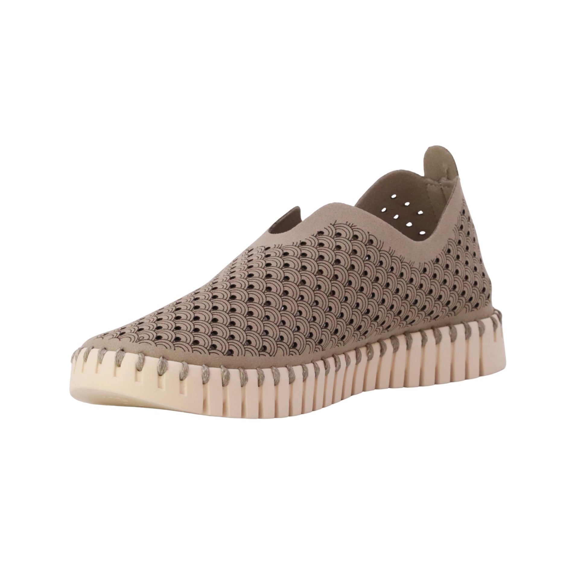 Ilse Jacobsen Tulip 3275 mocassino slip-on donna in microfibra riciclata pearled ivory traforata 