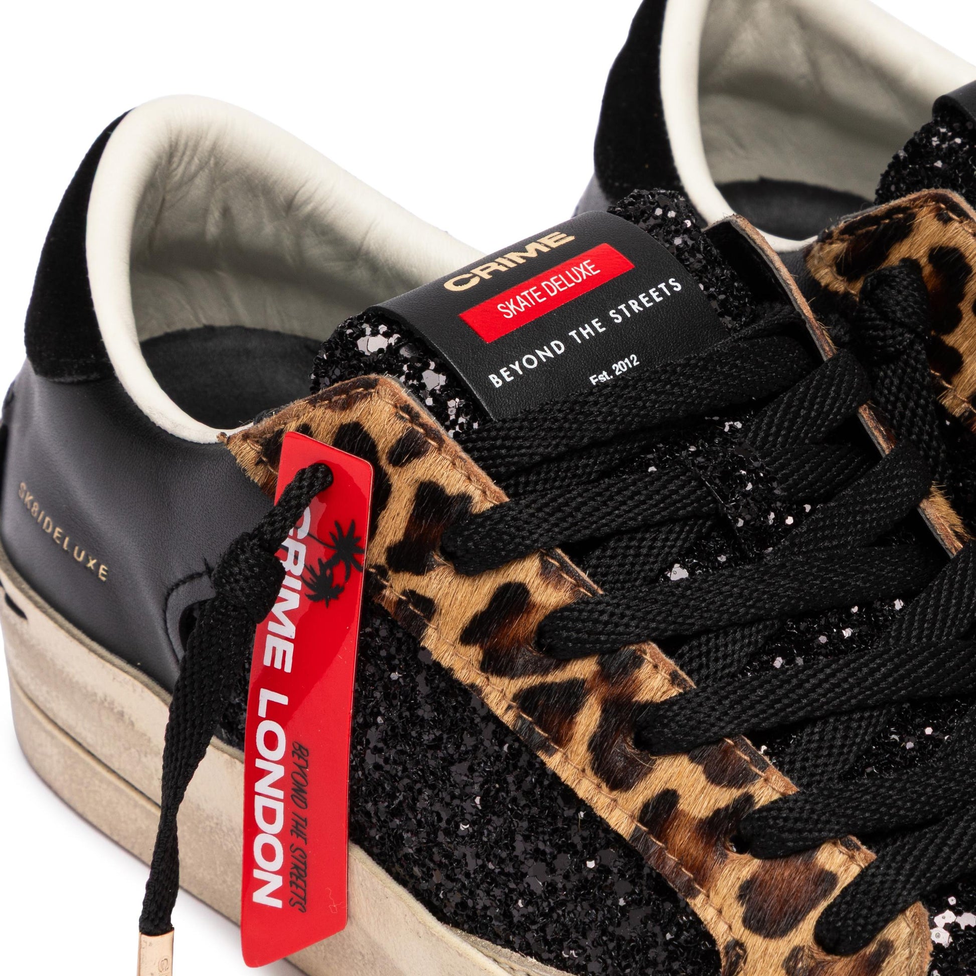 Crime London 25114 SK8 Deluxe sneaker donna in pelle nera e glitter 
