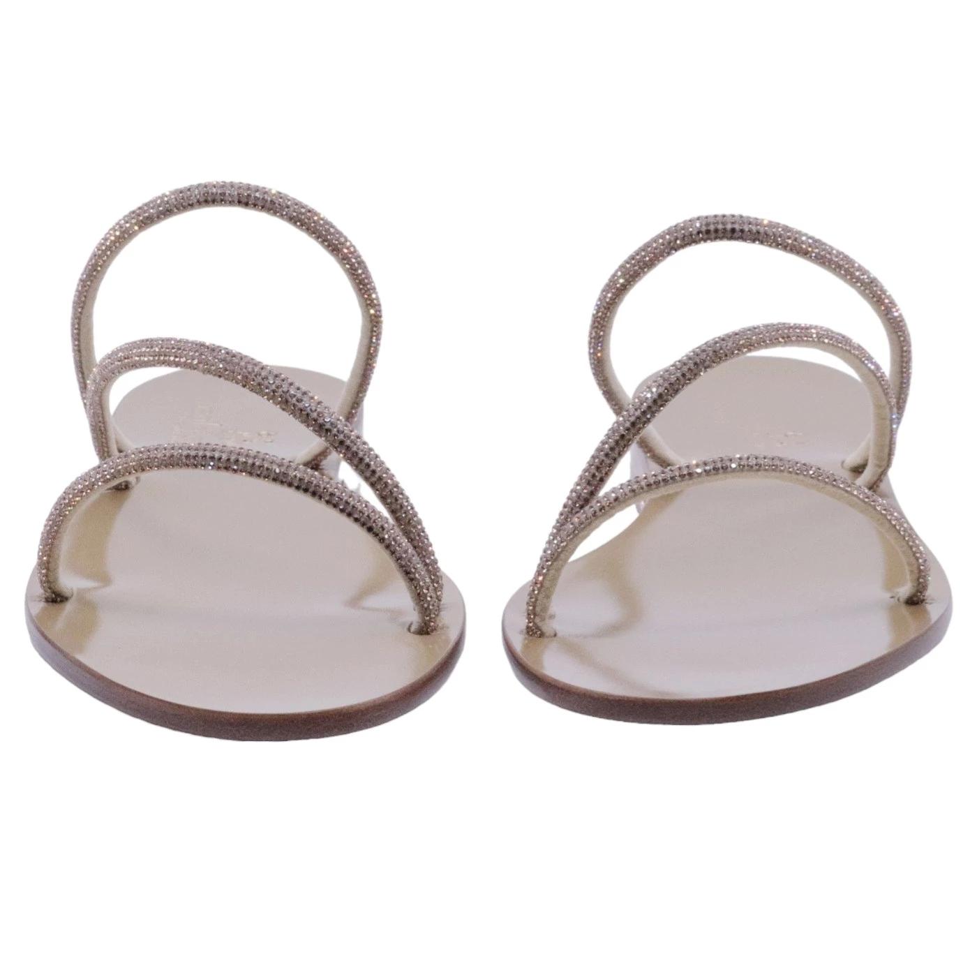 Sandalo caprese Paolo Ferrara 3114 con strass oro luminosi 