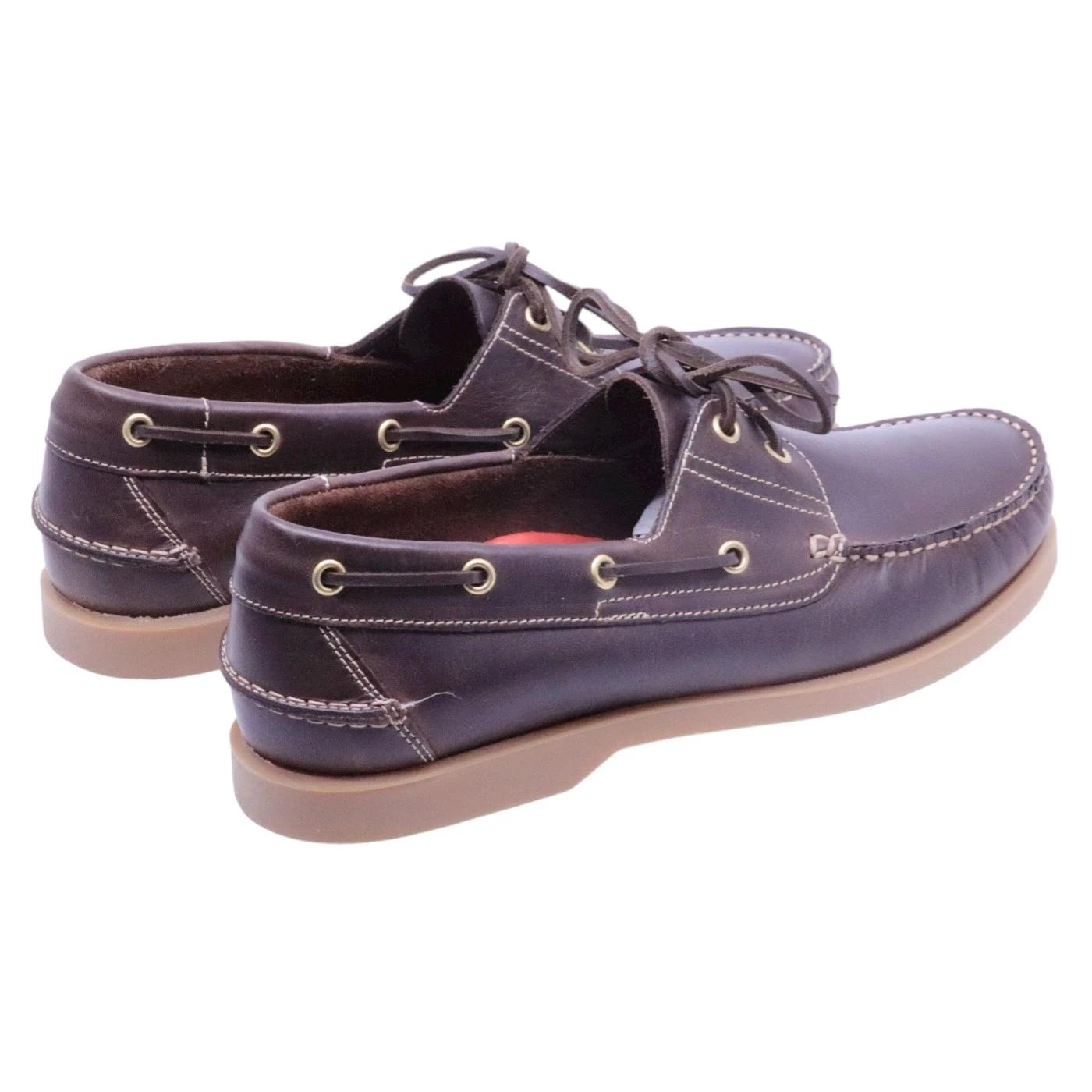 Antica Cuoieria 22317 scarpa da barca uomo in pelle testa di moro con suola gomma miele Made in Italy 