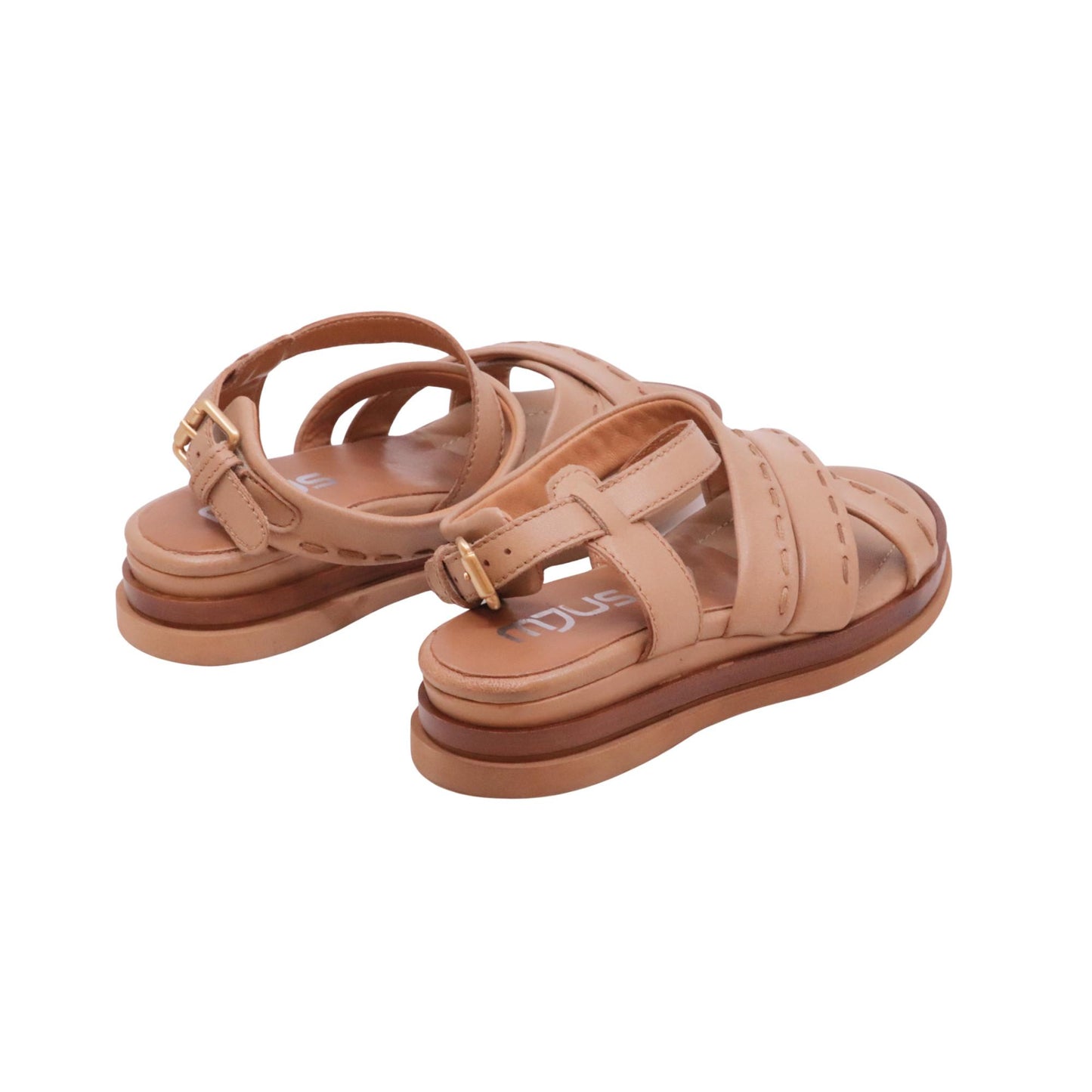 Mjus N14003 sandalo donna in pelle beige cammeo con zeppa 4 cm casual comfort 