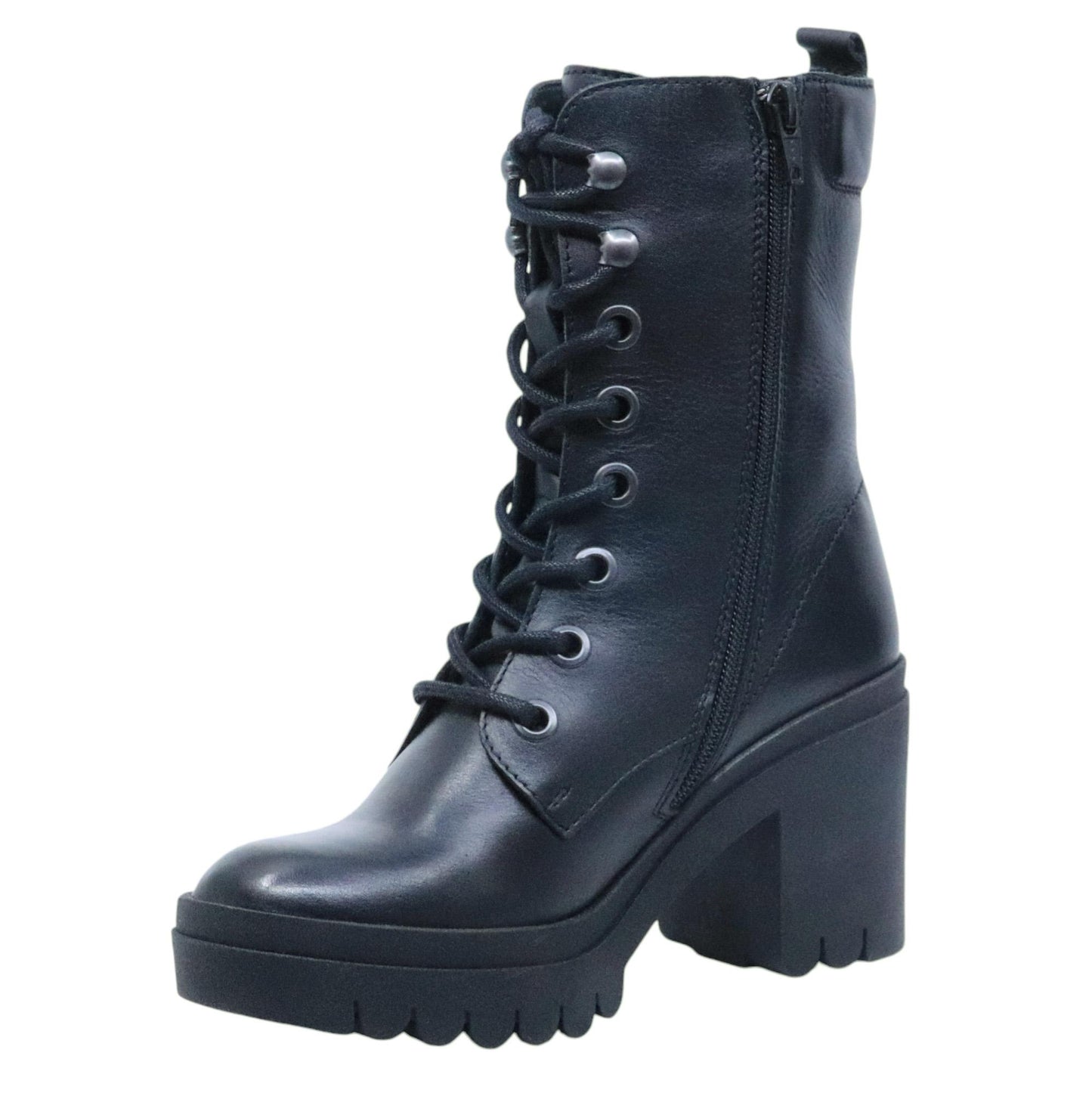 Stivaletto allacciato donna Fly London Tope in pelle nera 