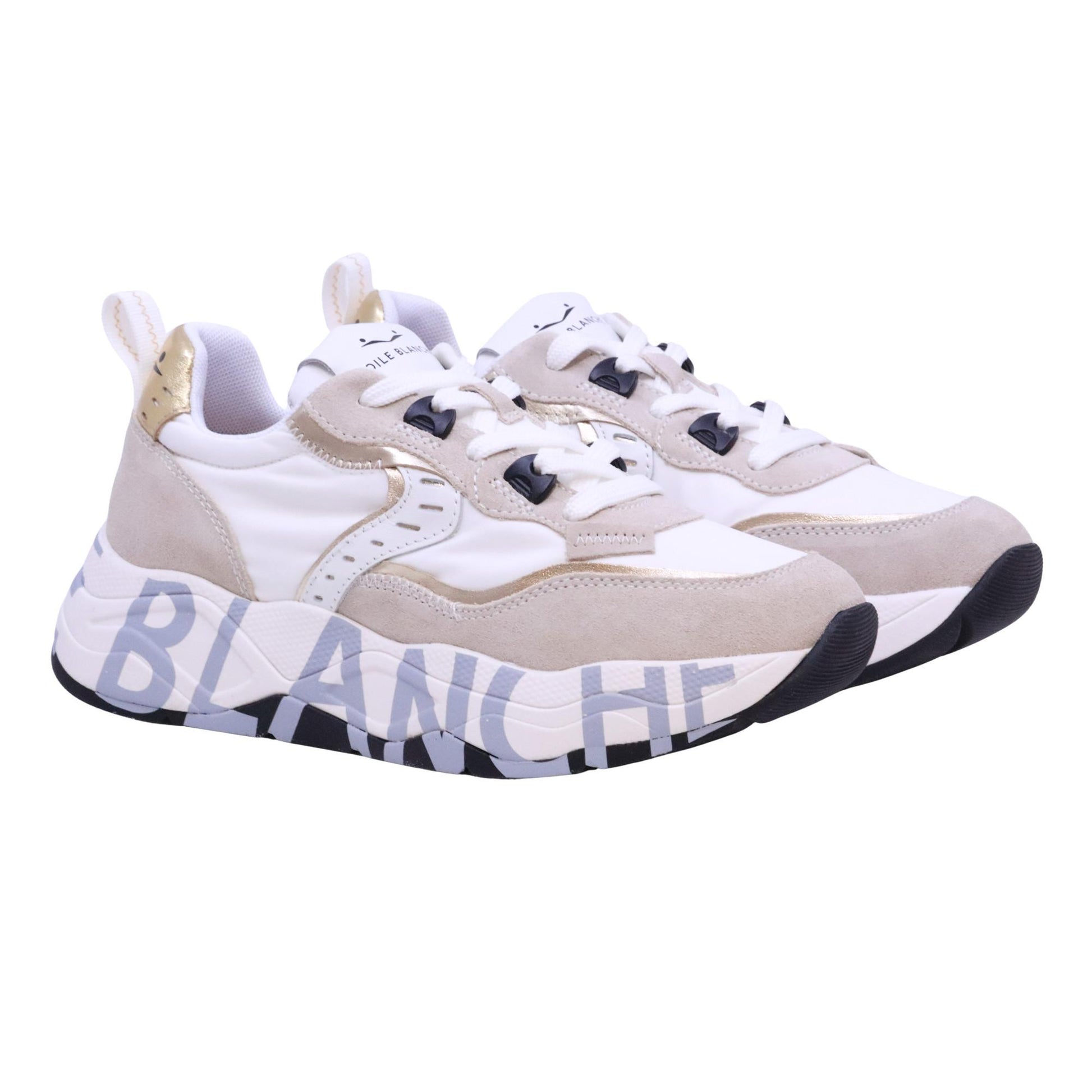 Voile Blanche Club105 sneaker donna suede nylon bianco e platino<BR/> 