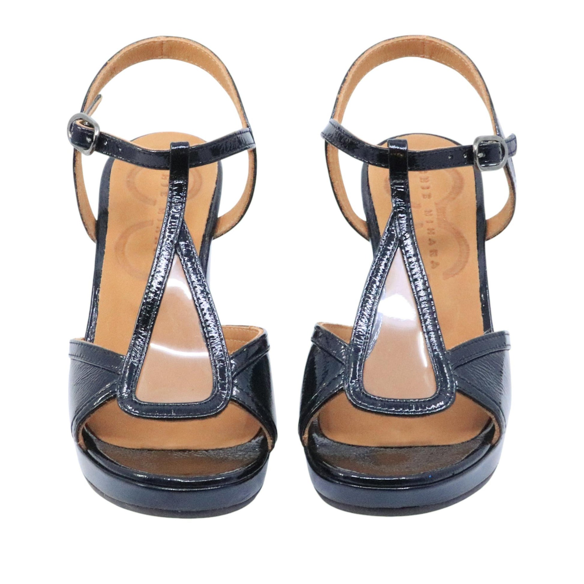 Chie Mihara Kemira sandalo donna in pelle vinile nera 