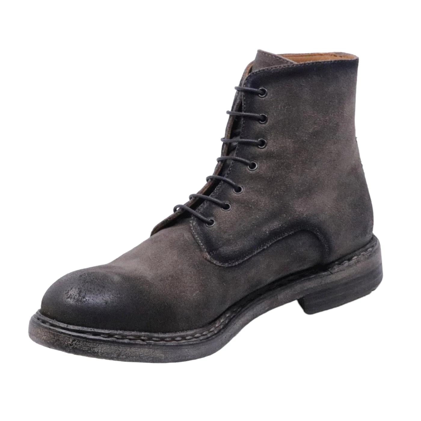 Stivaletto da uomo Crispiniano 6081 in pelle camoscio ingrassato grigio 
