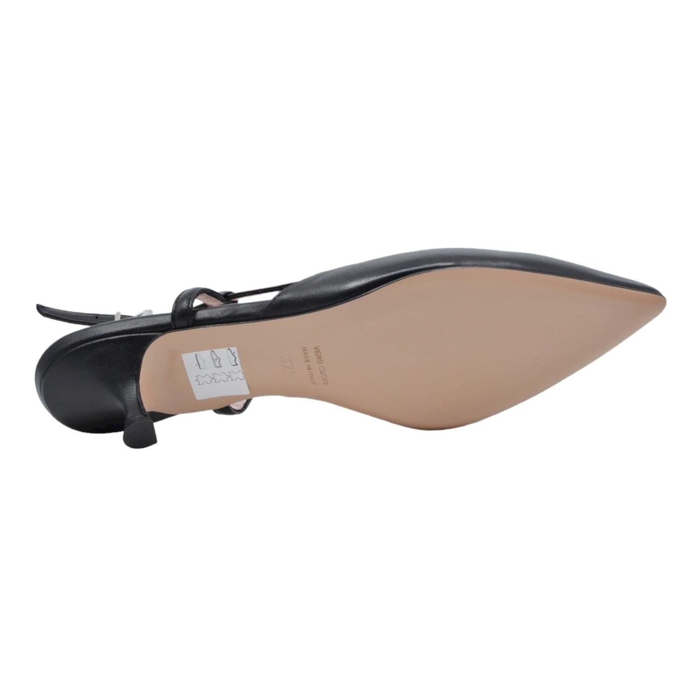 Slingback donna Anna F 1410 in elegante pelle di colore nero 