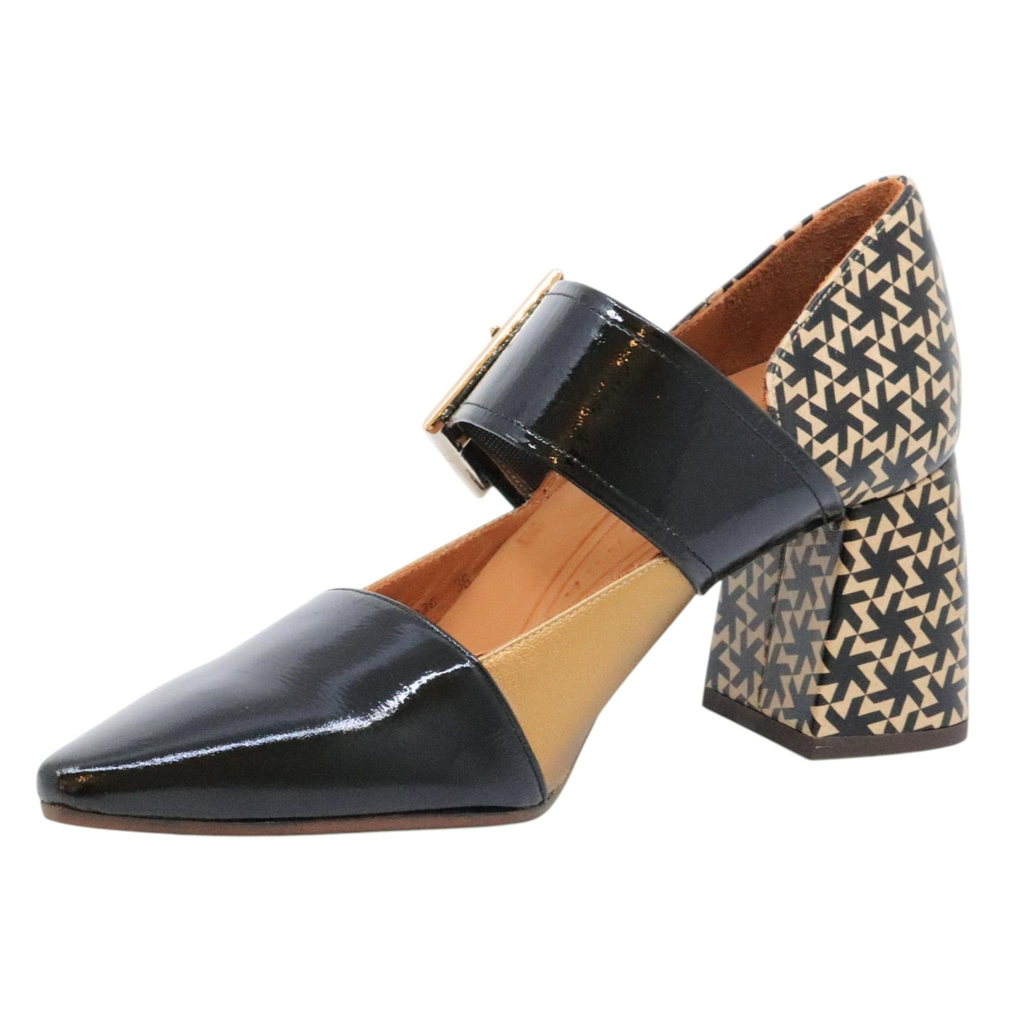 Decolletè Chie Mihara Abeu in pelle lucida nera e bronzo 