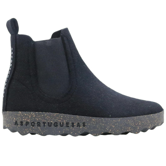 Chelsea Boot donna Asportuguesas Caia lana nera 