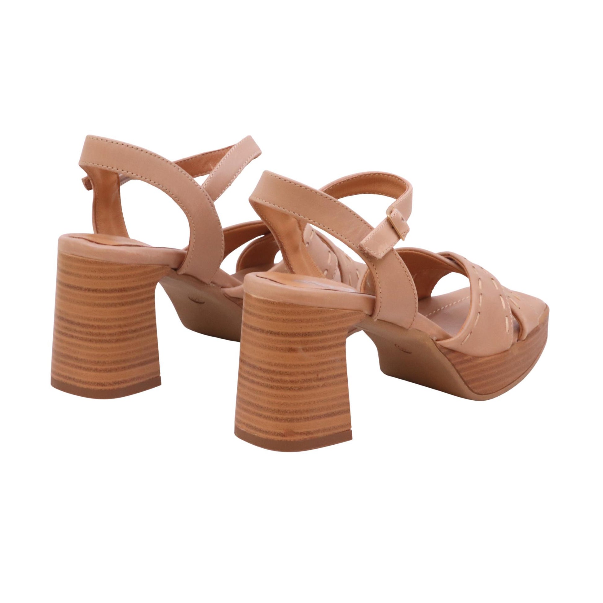 Mjus N19006 Ilia sandalo donna in pelle colore camel con tacco 9 cm e plateau 3 cm 