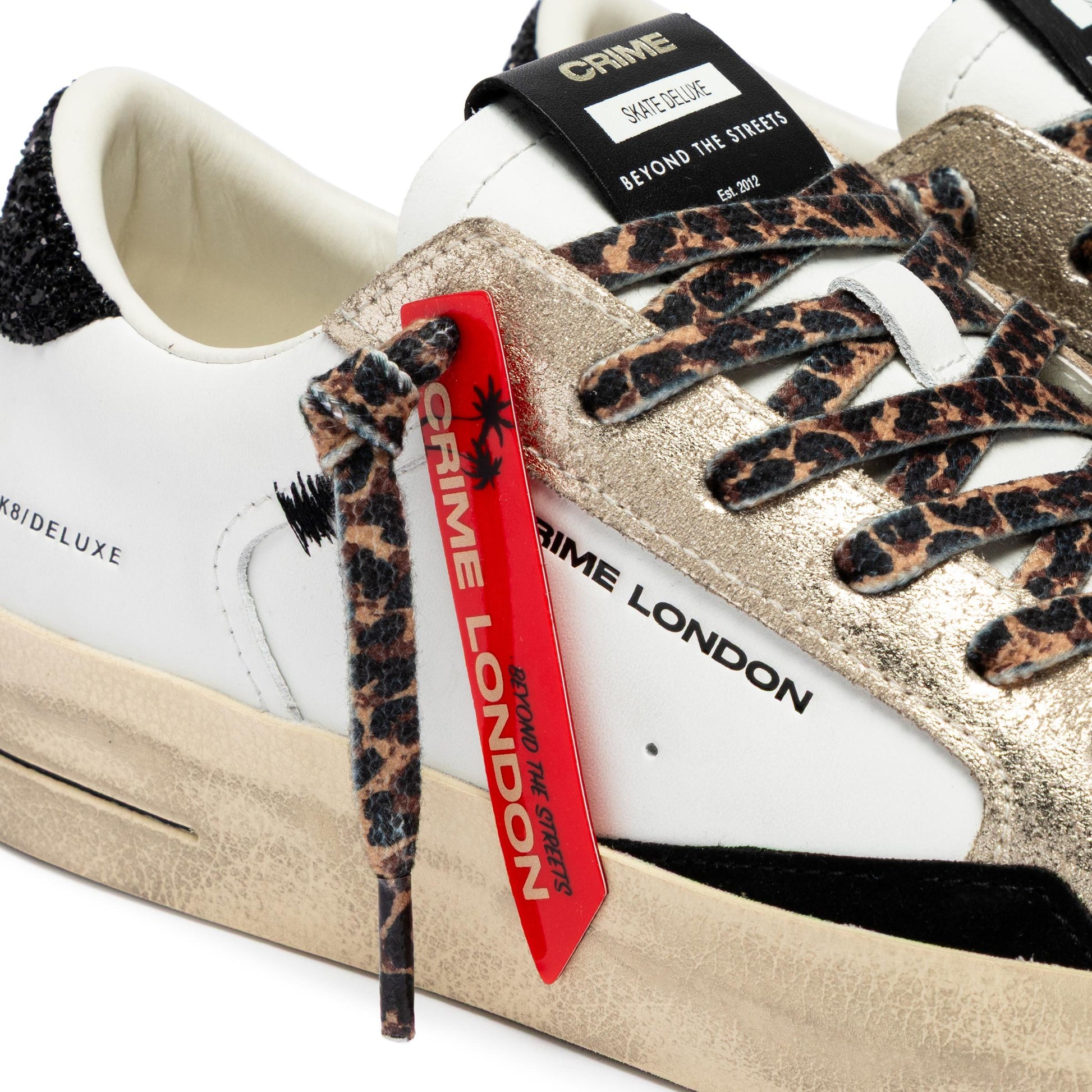 Crime London 25113 SK8 Deluxe sneaker donna in pelle bianca 