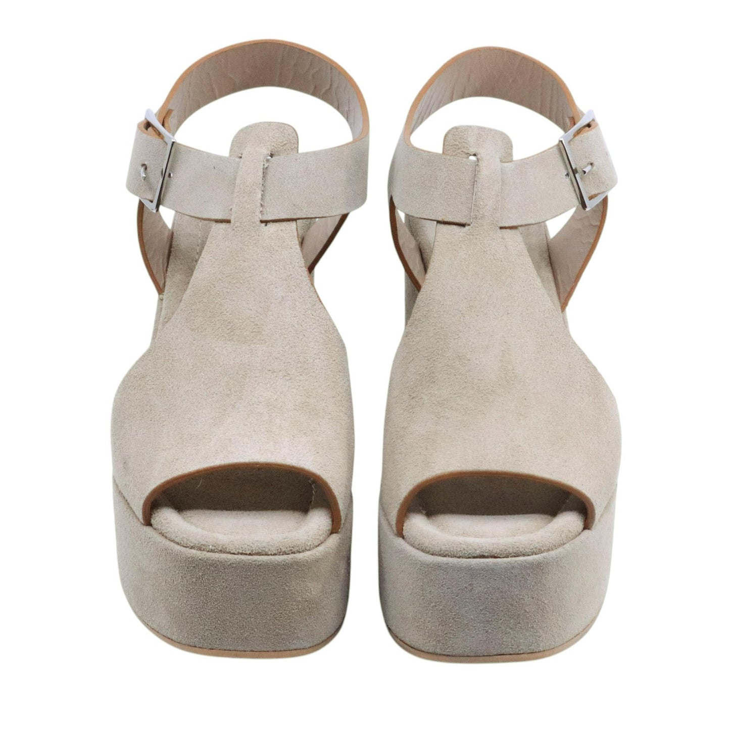 Sandalo zeppa Curiositè 2744 in camoscio taupe 