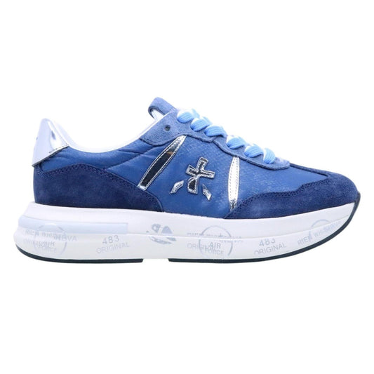 Premiata Cassie 7388 sneaker donna in tessuto blu e dettagli in camoscio 