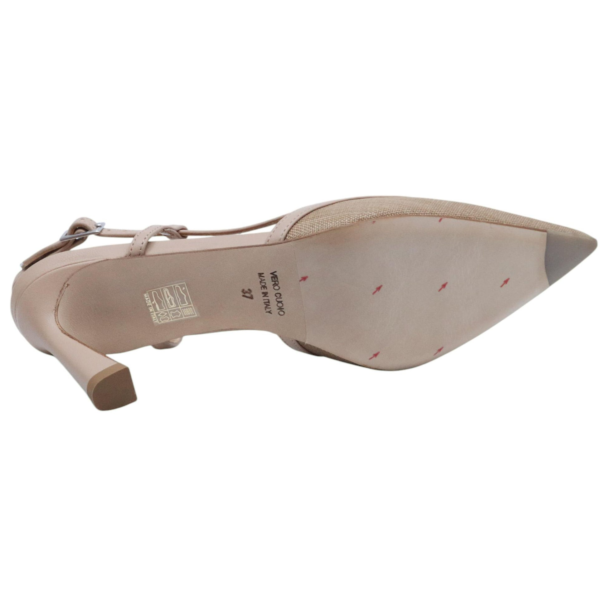 Slingback donna Chantal 2519 in pelle e raffia beige 