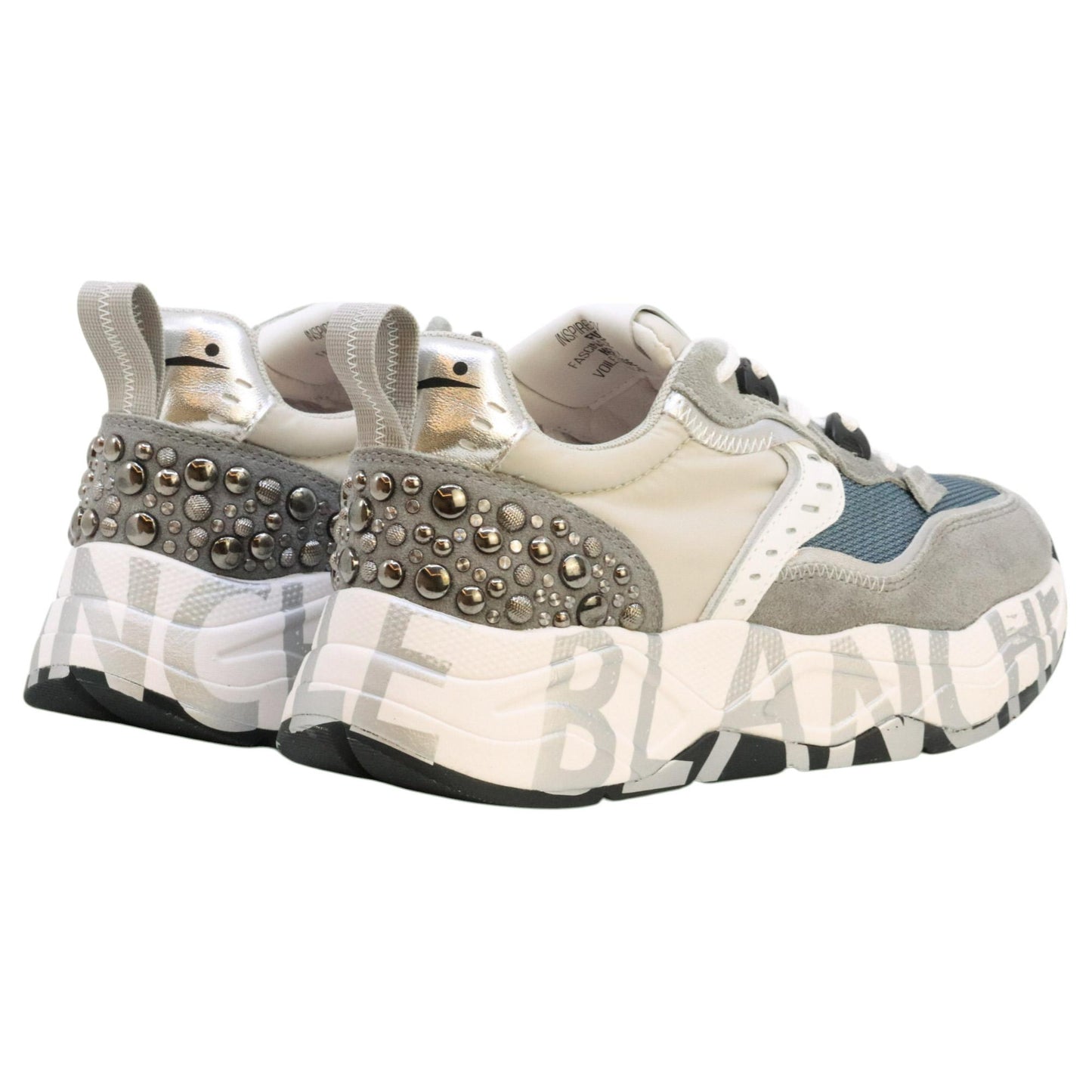 Voile Blanche CLUB105 sneaker donna in suede e tessuto grigio e argento 