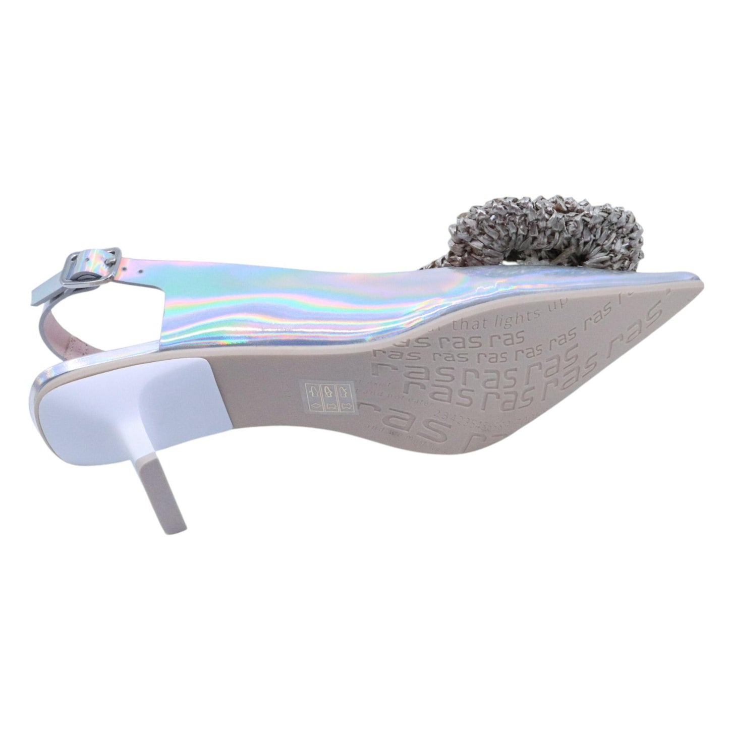 Ras 8046 slingback donna in pelle argento 