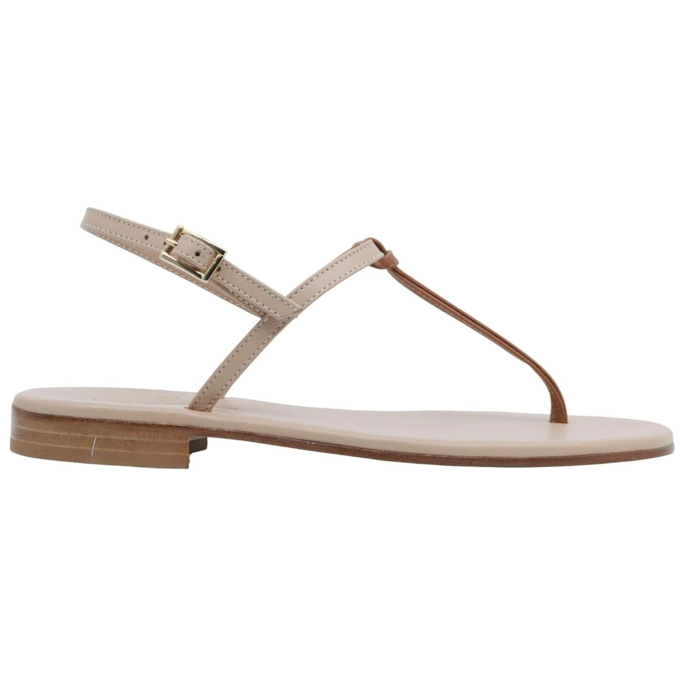 Sandalo infradito Paolo Ferrara CR1796C in pelle cuoio e nude 