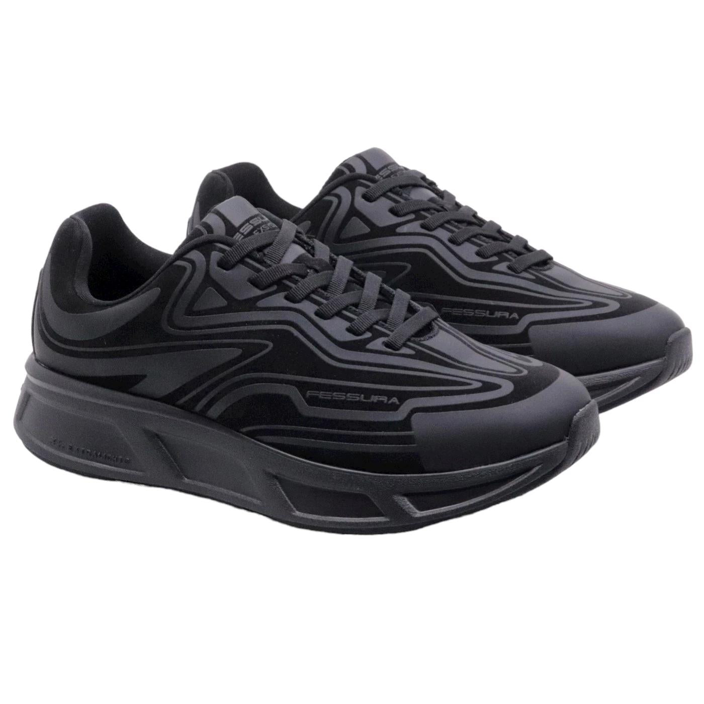 Sneaker Fessura Runflex #02 in nabuk nero 