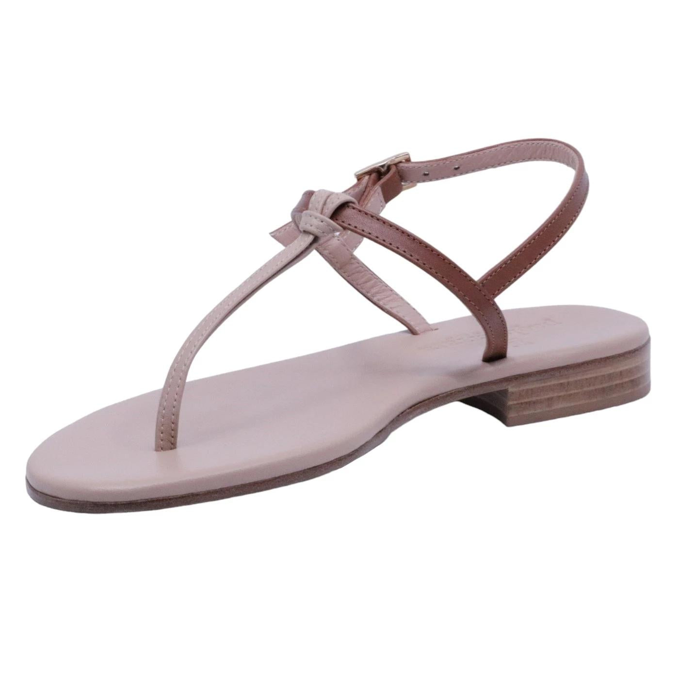 Paolo Ferrara CR1796C T15 Nappa Fondotinta sandalo infradito donna in pelle cuoio e nude 
