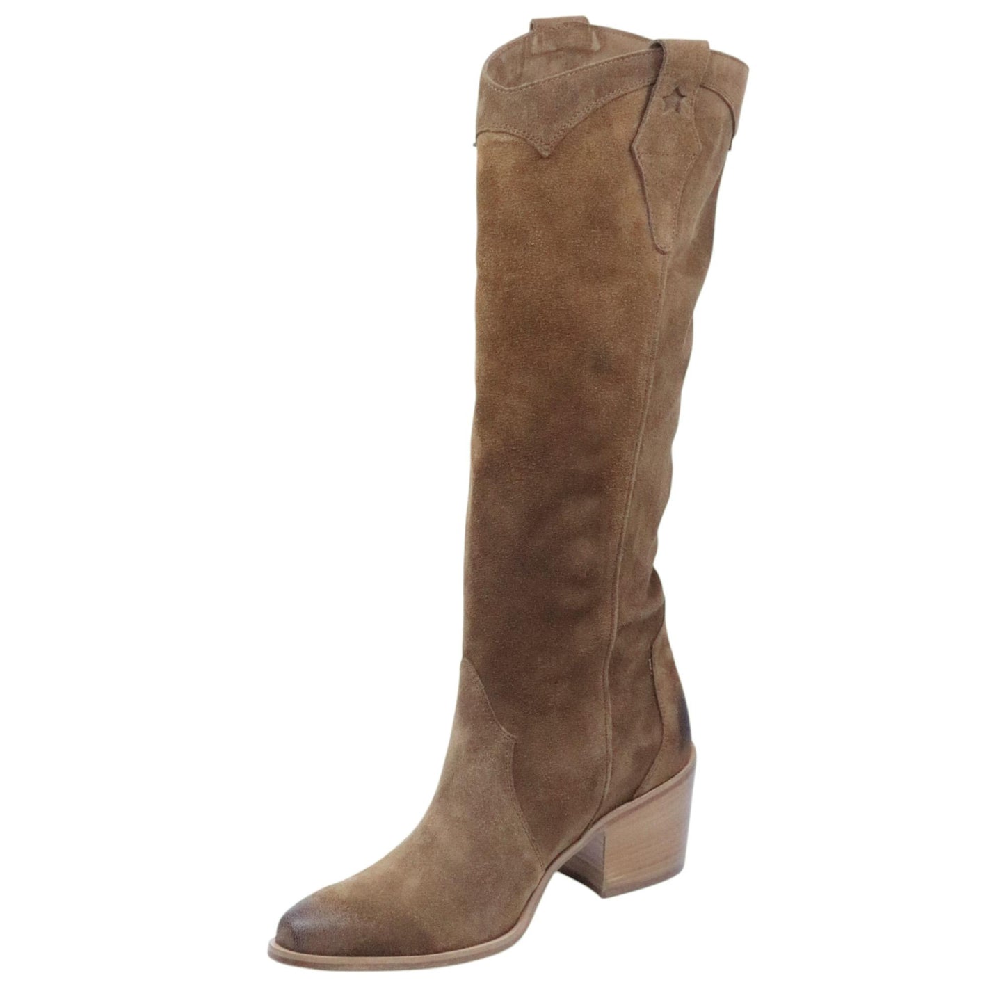 Stivale texano donna Curiositè 2718 in camoscio marrone pepe 
