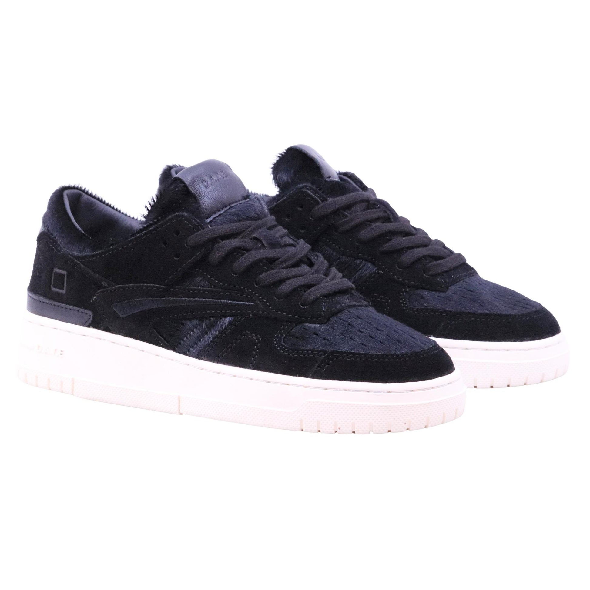 DATE Torneo Pony Black TO PB BK sneaker donna in pelle e cavallino color nero 