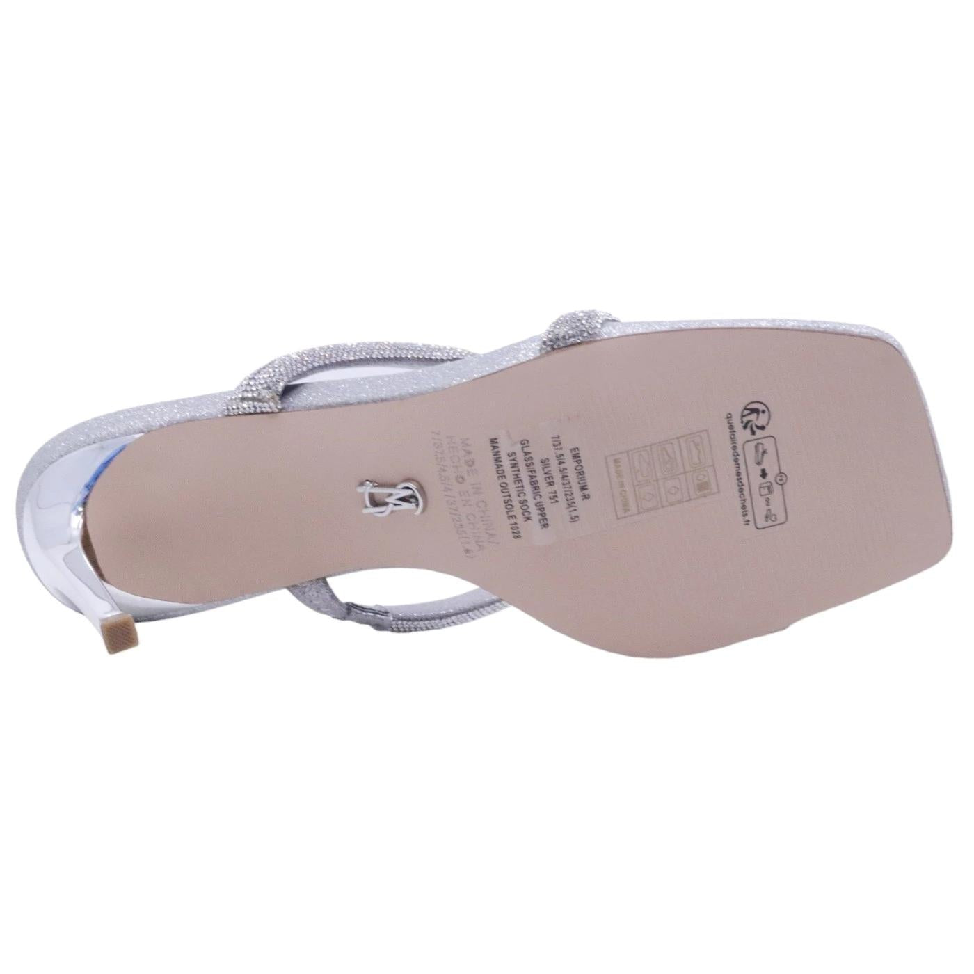 Sandalo con tacco Steve Madden Emporium in similpelle color argento con strass 