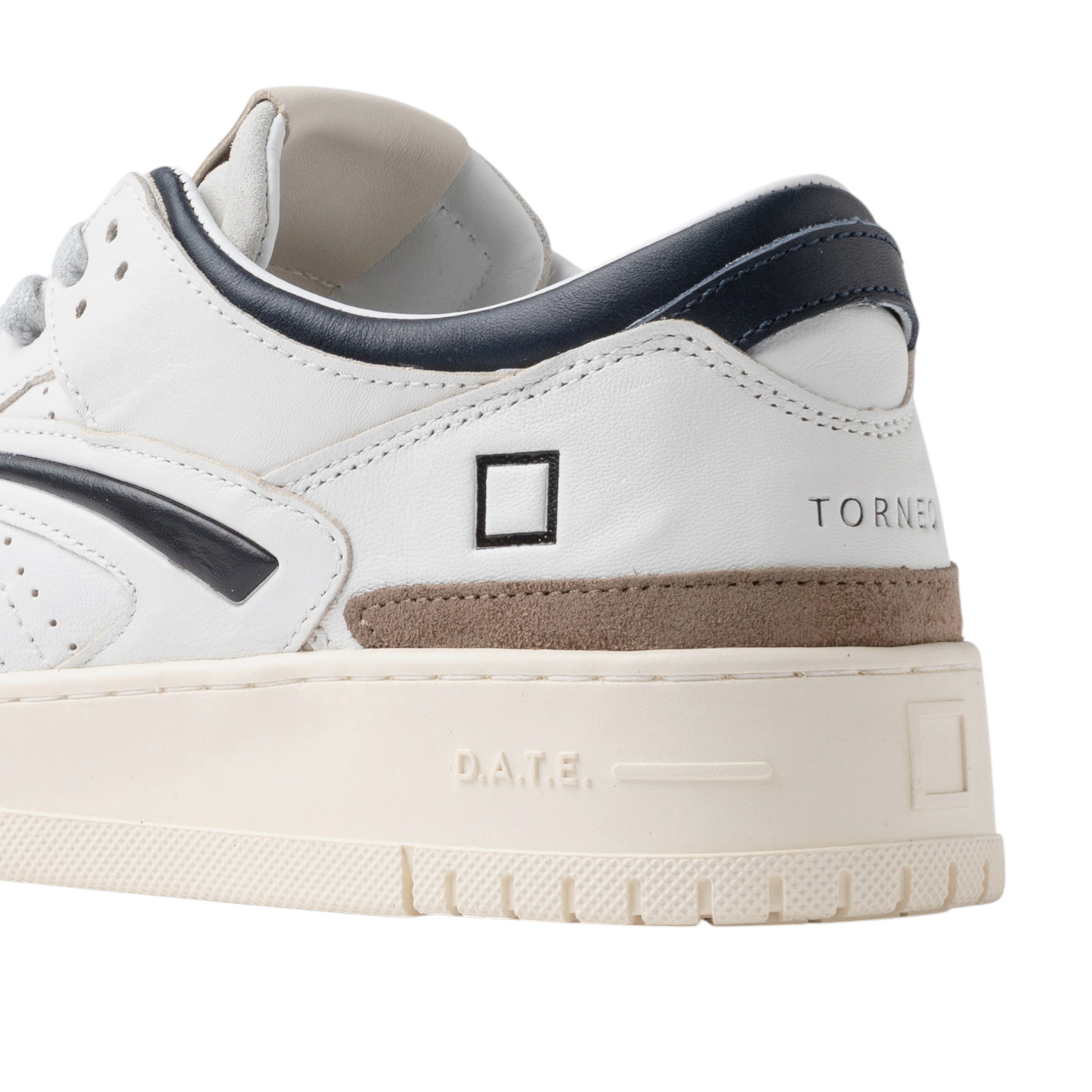 DATE Torneo Colored White Blu TO CO WL sneaker uomo in pelle bianca con dettagli in blu e sude 
