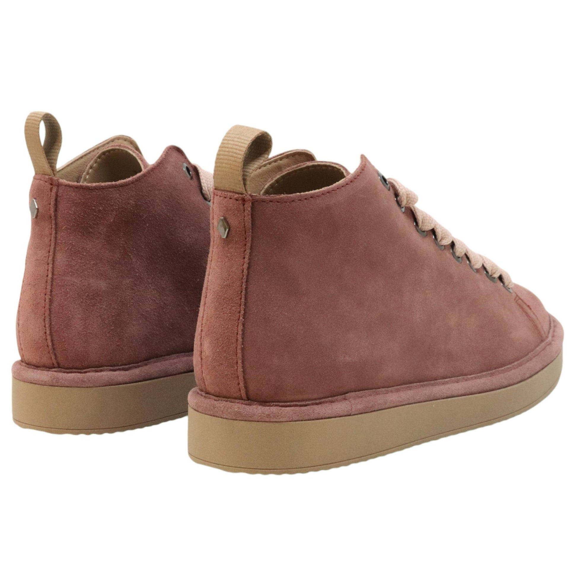 Polacchino snekar donna Panchic P01 in camoscio brownrose con lacci rosa 
