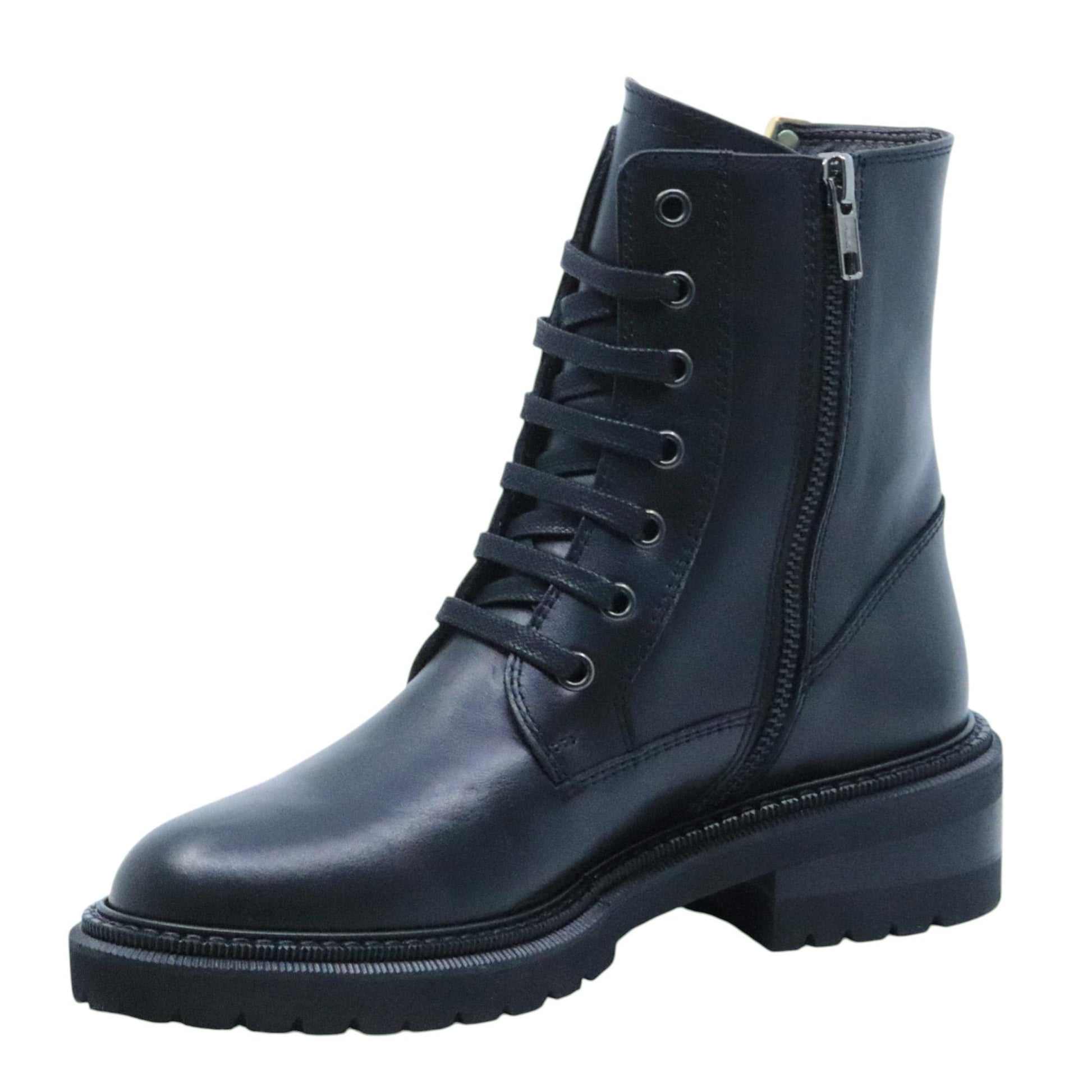 Via Roma 15 3422 stivaletto donna in pelle nera con V oro laterale 