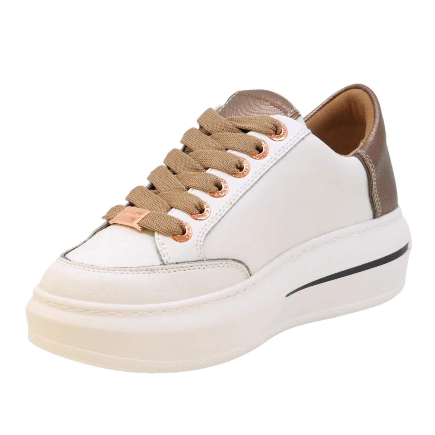 Sneaker donna Alexander Smith Lancaster in pelle bianca e rame 