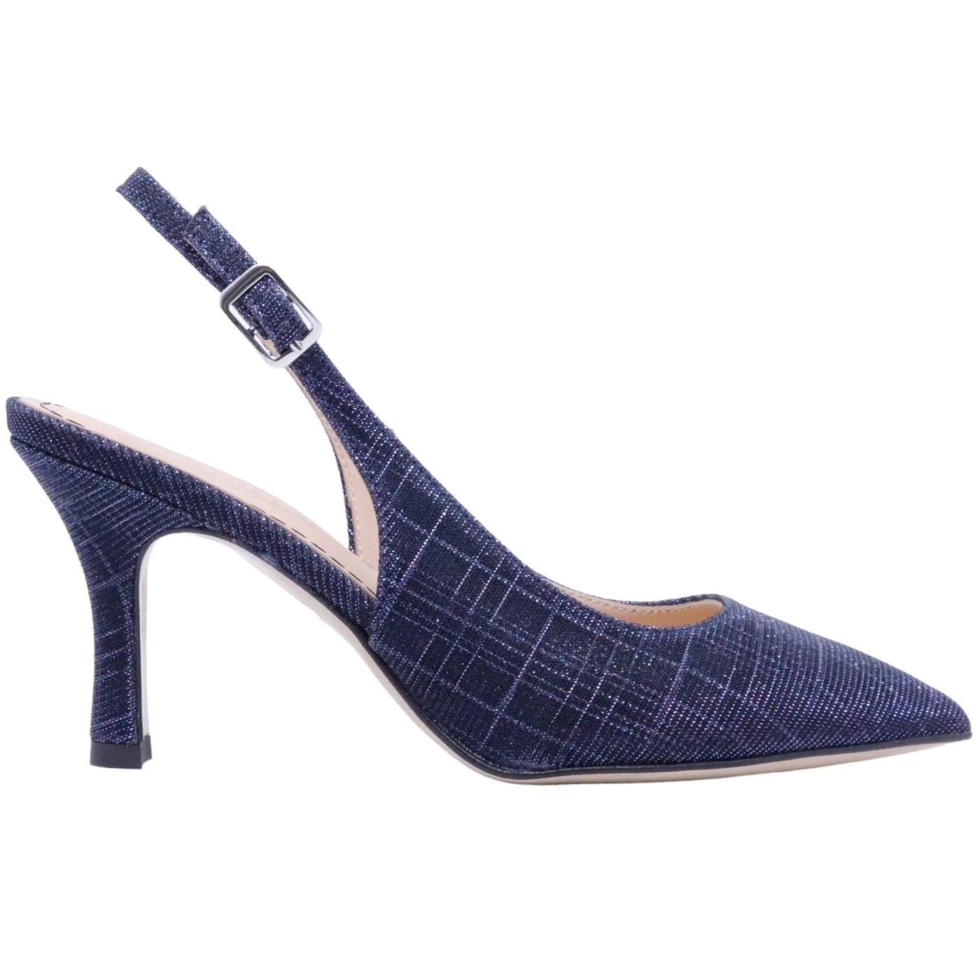 Slingback donna Le Briella Z827 in elegante pelle e tessuto di color blu 