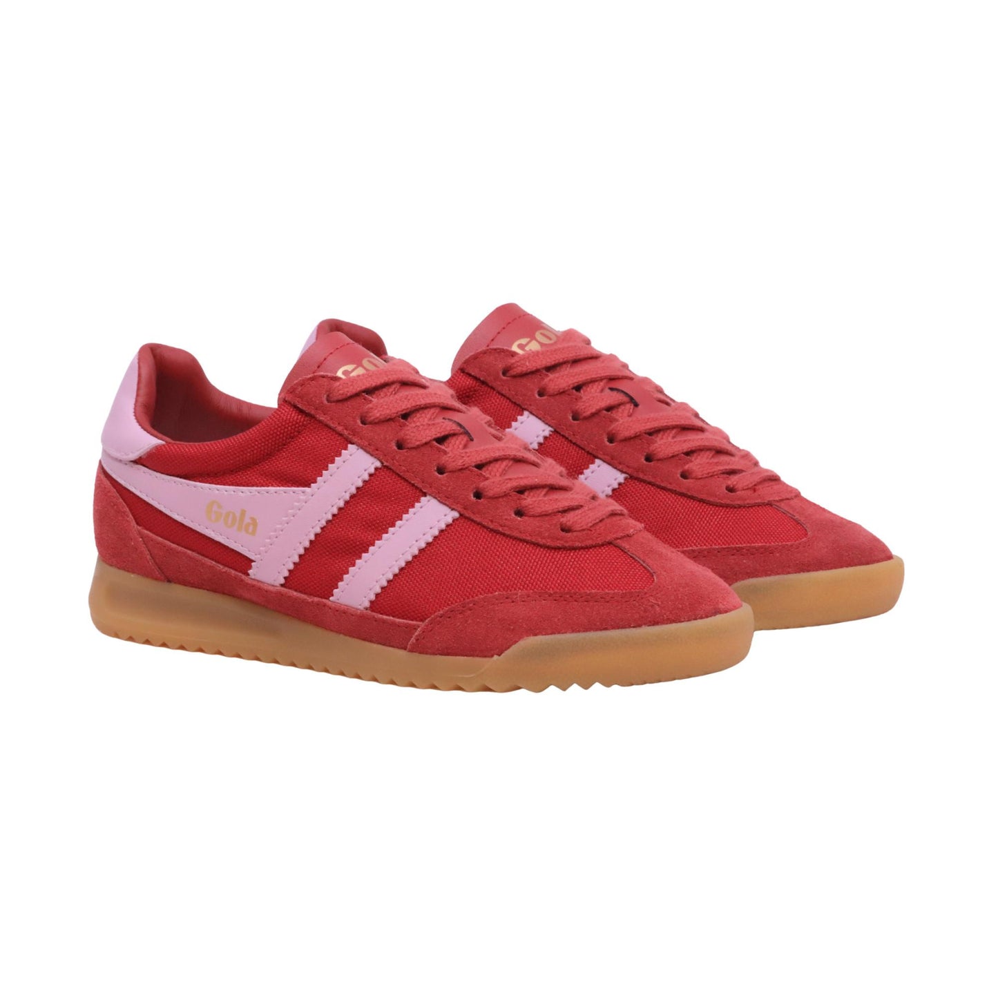 Gola Torpedo Trainers sneaker donna in tessuto rosso con dettagli rosa 