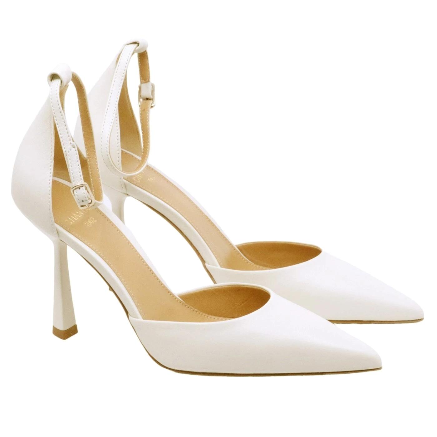 Décolleté donna Chantal 1970 in pelle bianco latte 