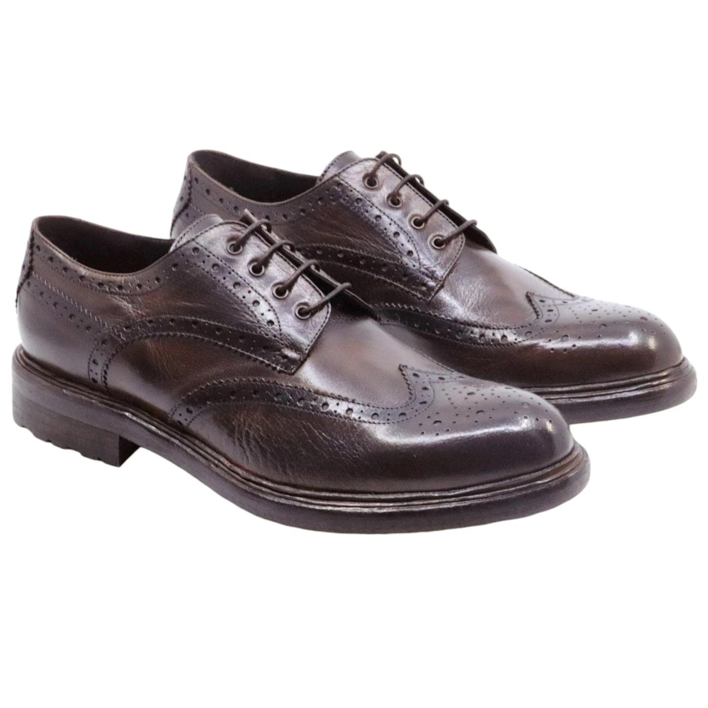 Scarpa Derby imperiale uomo Crispiniano 481 in pelle marrone 