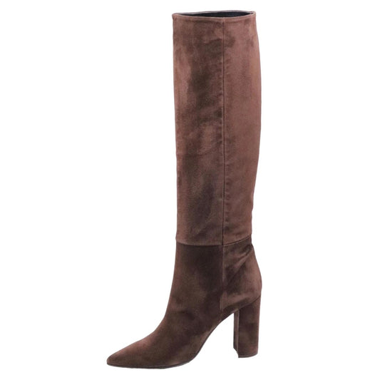 Stivale donna Anna F 9879 in pelle camoscio color caffè 