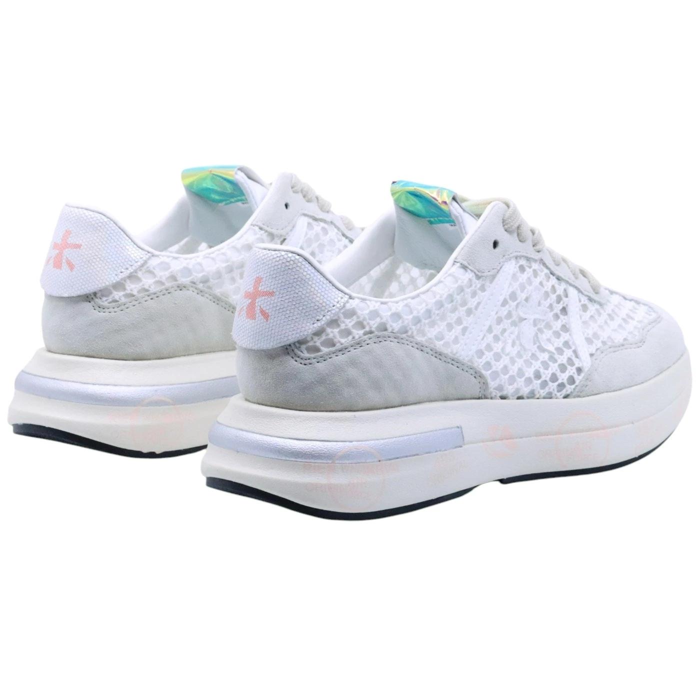 Premiata Cassie 7390 sneaker donna in tessuto retato bianco 