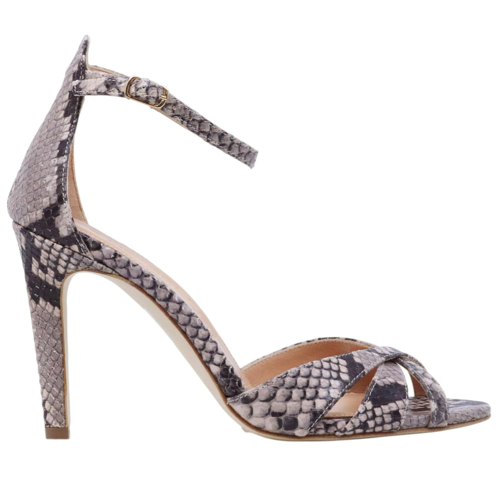 Sandalo con tacco The Seller 1039 in pelle sabbia rosata 