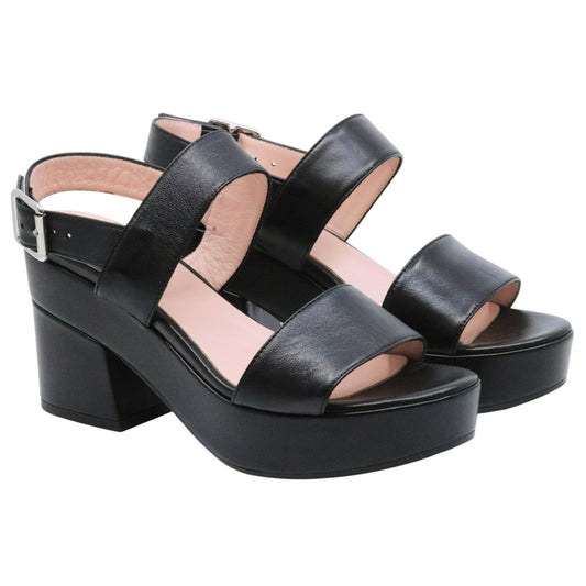 Sandalo donna Anna F 3685 in nappa nera 