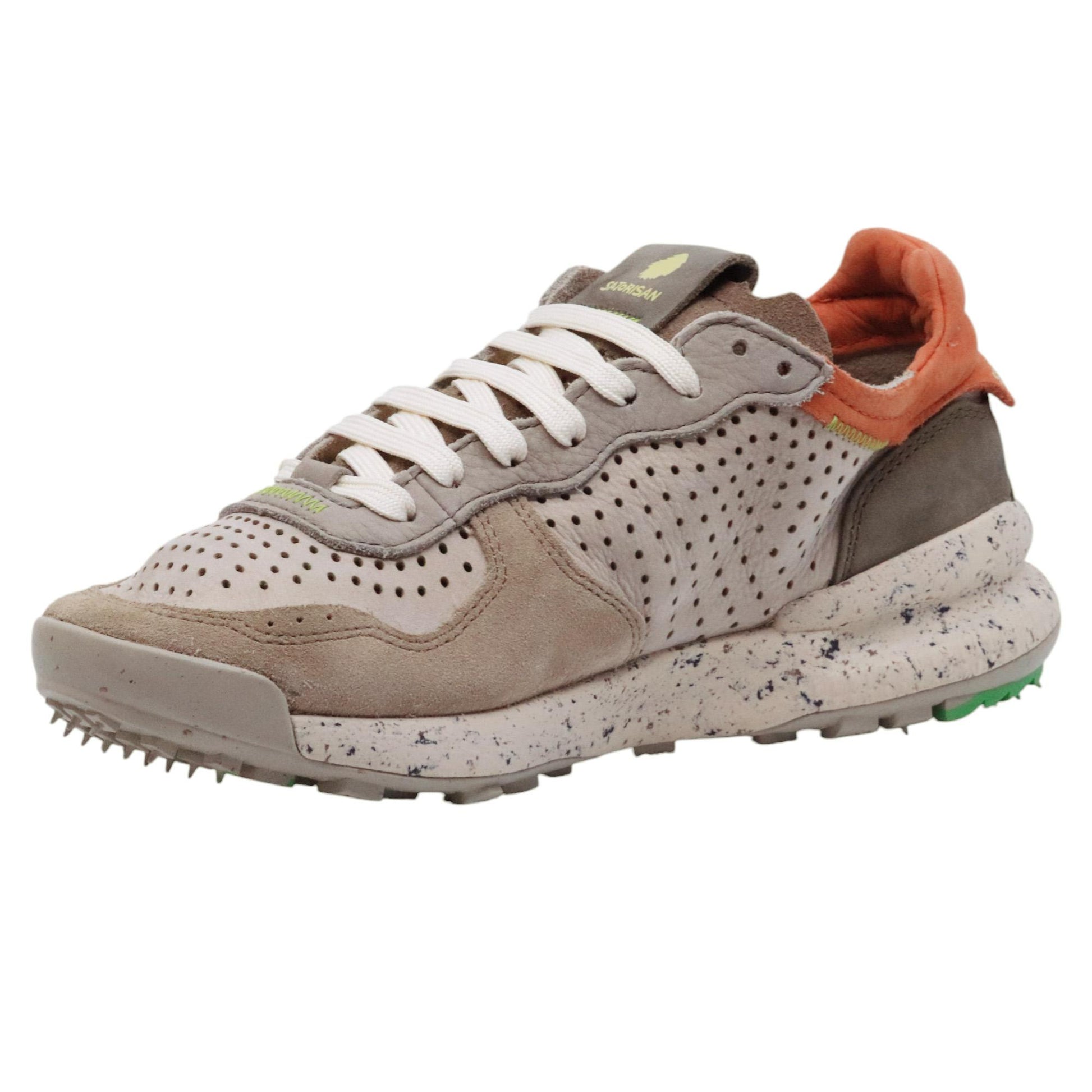 Satorisan Chacrona Laser Premium sneaker uomo in pelle traforata color girgio 
