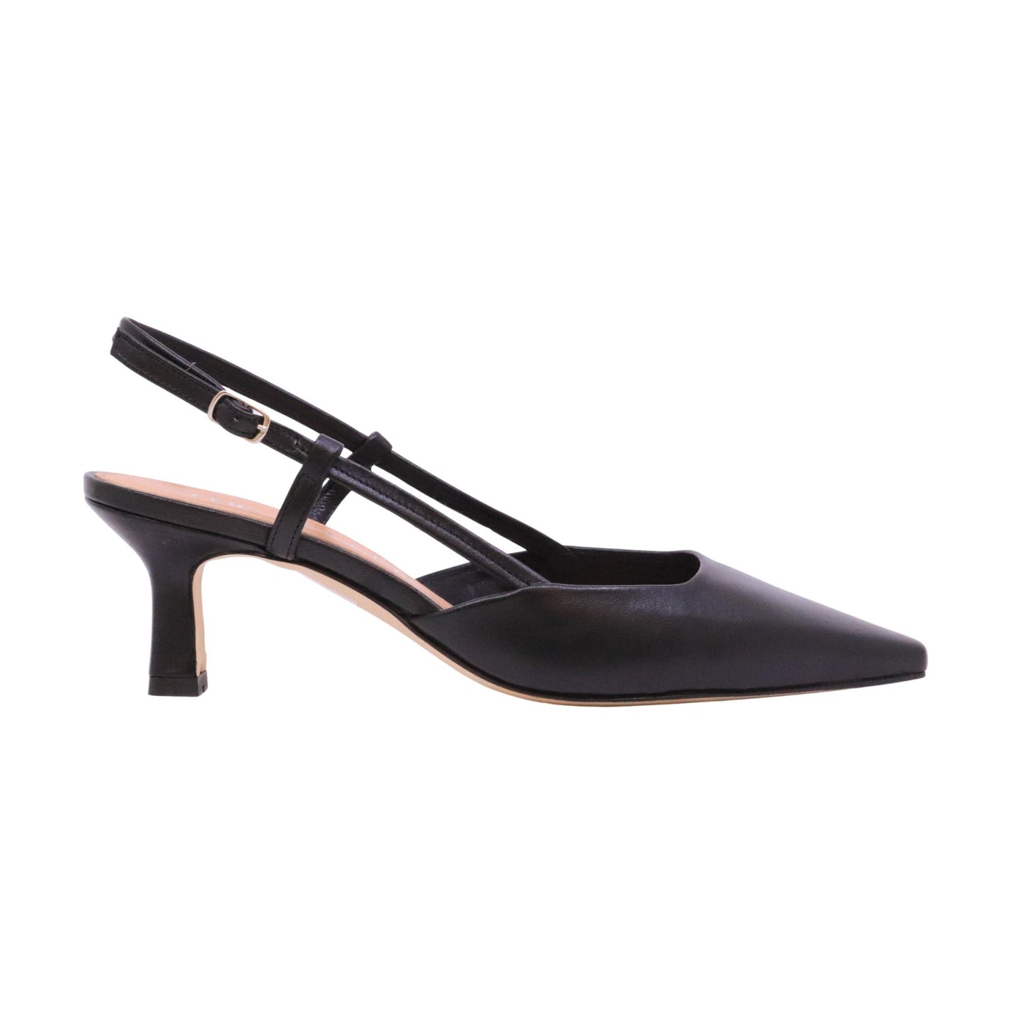 The Seller EN809 slingback donna in pelle nappata nera con tacco elegante Made in Italy 
