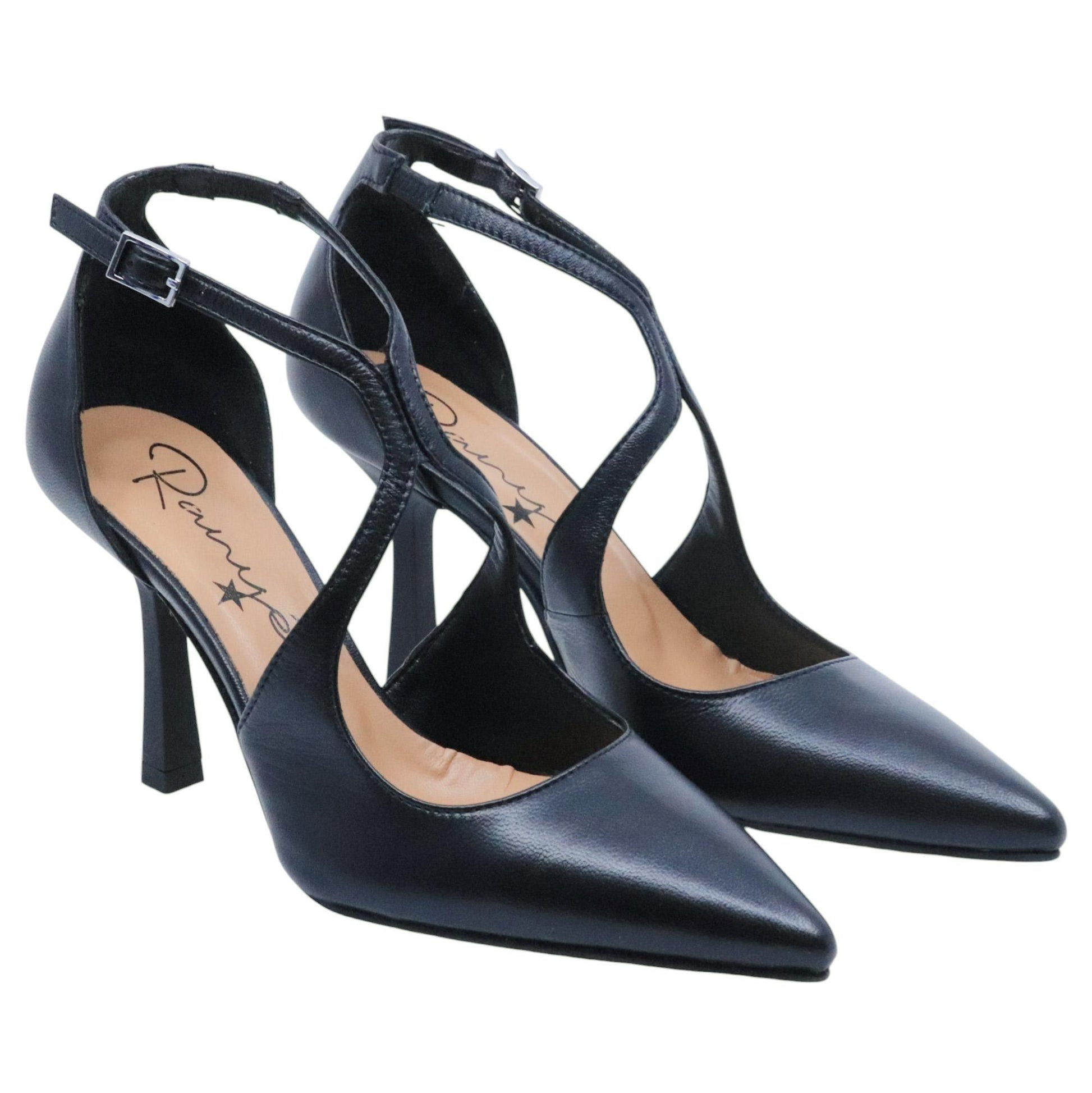 Décolleté donna Ranye Adele in pelle nera<BR/> 