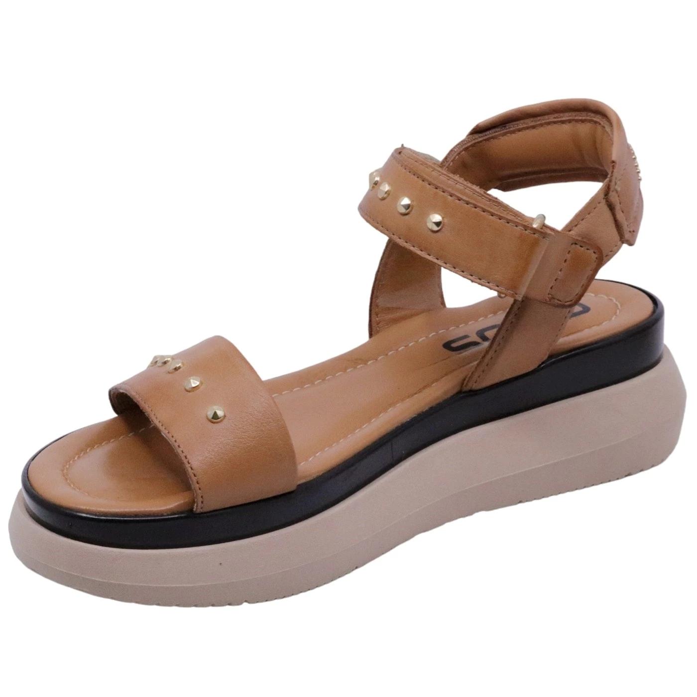 Sandalo zeppa Mjus L17004 in pelle cuoio 